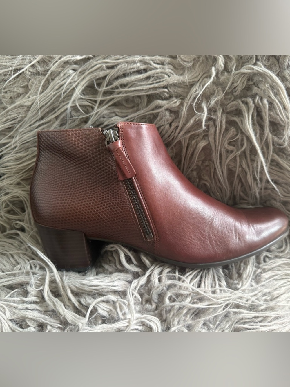 Women’s Brown Leather Ankle Boots with Side Zip